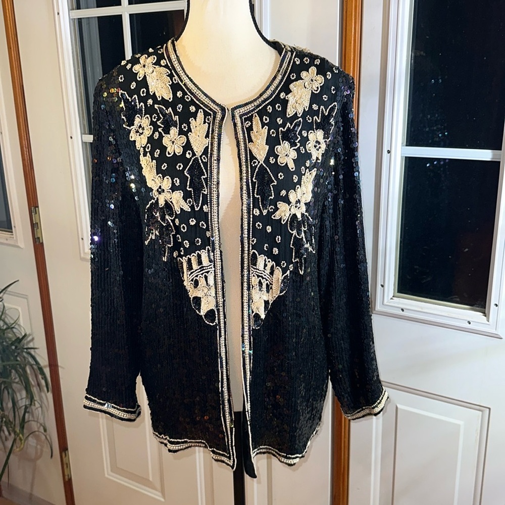 Vintage Jewel Queen Sequin and Beaded Jacket